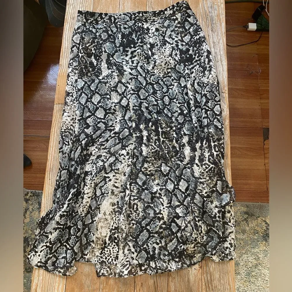 Alice + Olivia Athena Python-Print Stretch Silk A-Line Midi Skirt